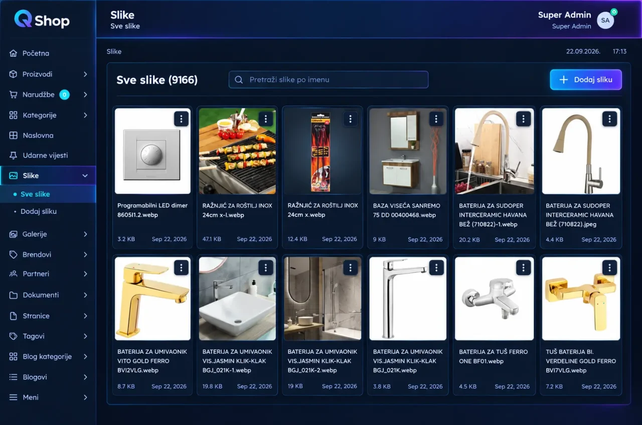 QShop Bild- und Inhaltsbibliothek für einen Onlineshop
