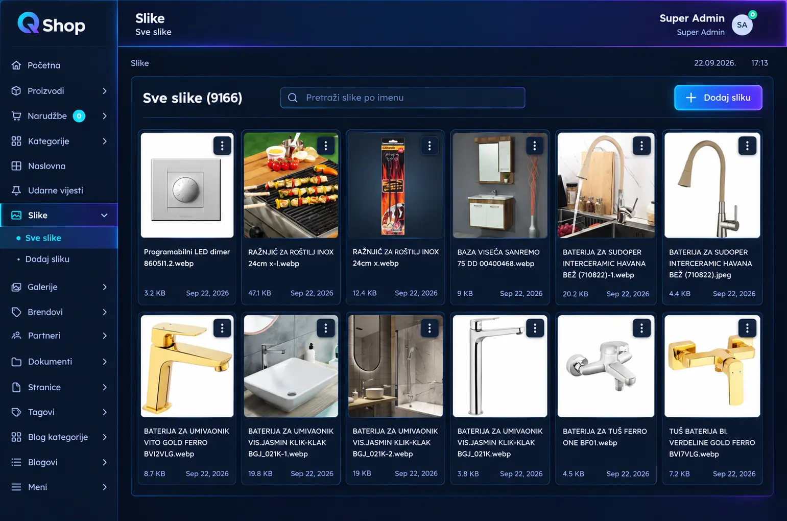 QShop image and content library for an online store